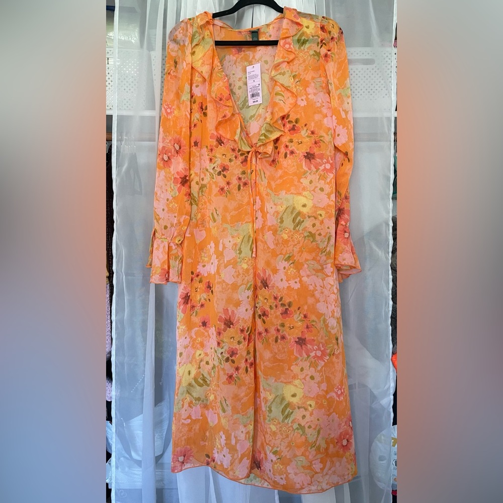 Wild Fable ORANGE Floral Kimono (Size: Small)